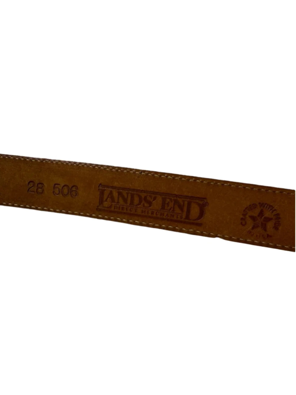 Vintage Lands’ End Italian Leather Belt Size 28 Black Brown Two Tone Buckle